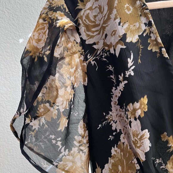 ASOS DESIGN Black Floral Chiffon Ruffle Mini Dress – Size 6 - Picture 5 of 6